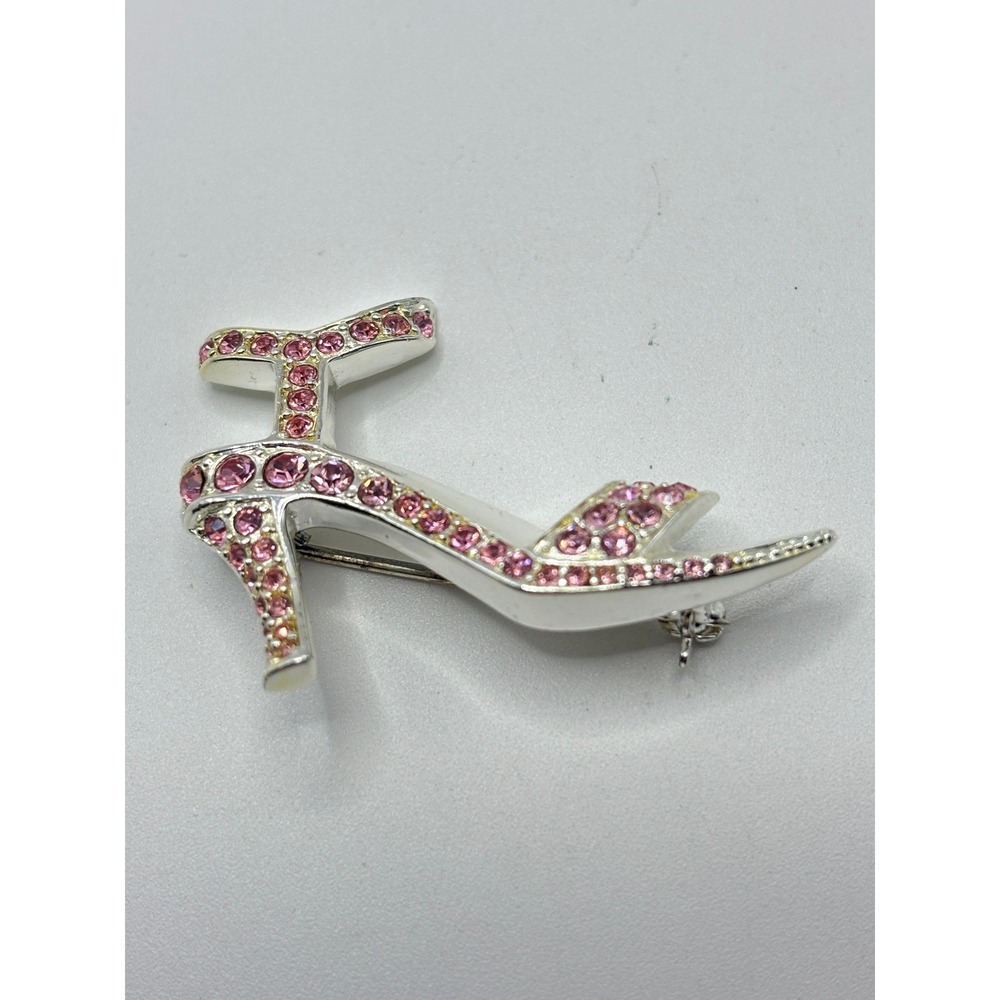 Unbranded High Heel Sandal Brooch Womens OS Silver Pink Rhinestone Stiletto Shoe